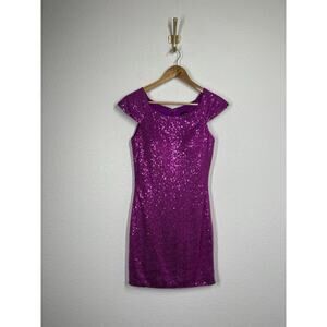 La Femme Magenta Sequin Mini Short Cocktail Dress Size 6 Party Style 19464